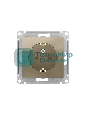 Механизм розетки 1-м СП AtlasDesign с заземл. защ. шторки 16А шампань SchE ATN000545