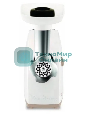 Мясорубка электрическая Moulinex ME476132 белый/бежевый, 2000 Вт, 2.3 кг/мин, защита от перегрузки, насадки - 9