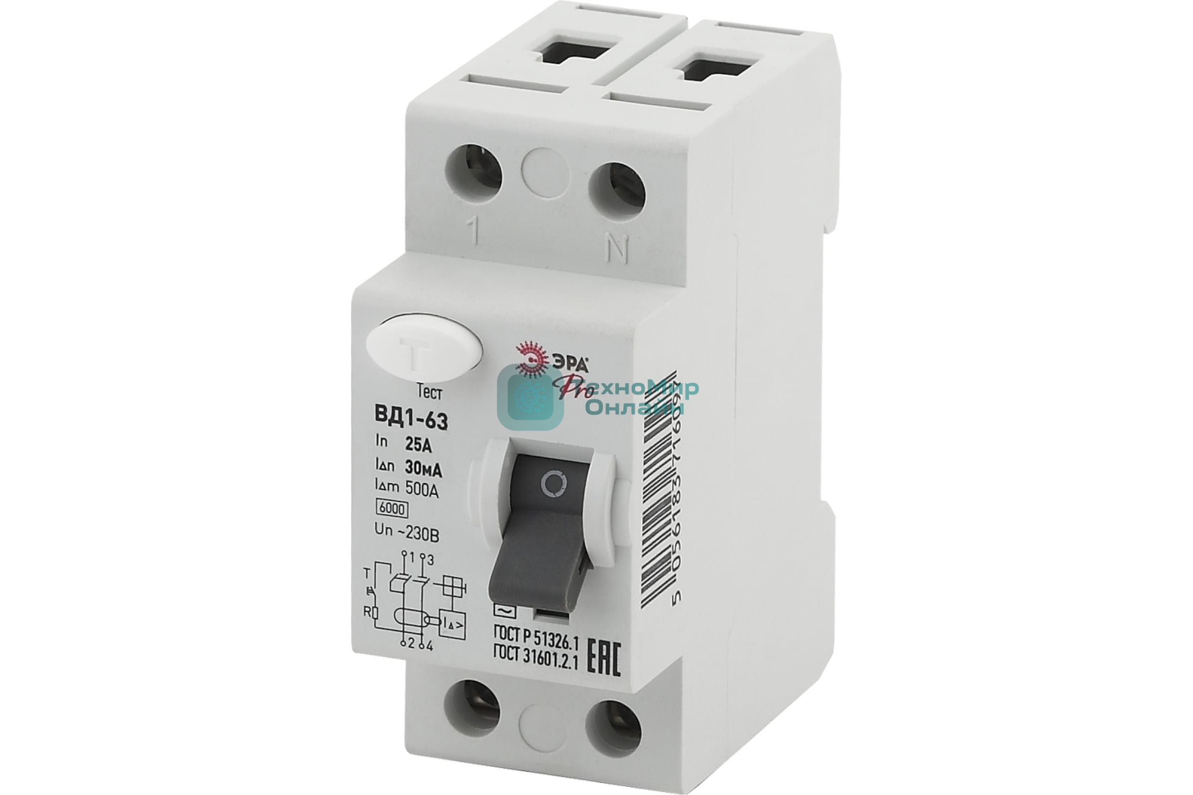 УЗО ЭРА Pro NO-902-24  вд1-63 1p+n 25а 30ма (90/1620)