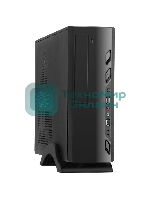 Компьютерный корпус MiniITX ExeGate MI-208 Black, miniITX/mATX, M400, 80мм, 2хUSB, Audio