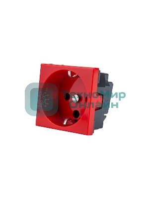 Механизм розетки Legrand 1-м СП Mosaic 2 модульный, с заземлением, красный Legrand 077214 124965
