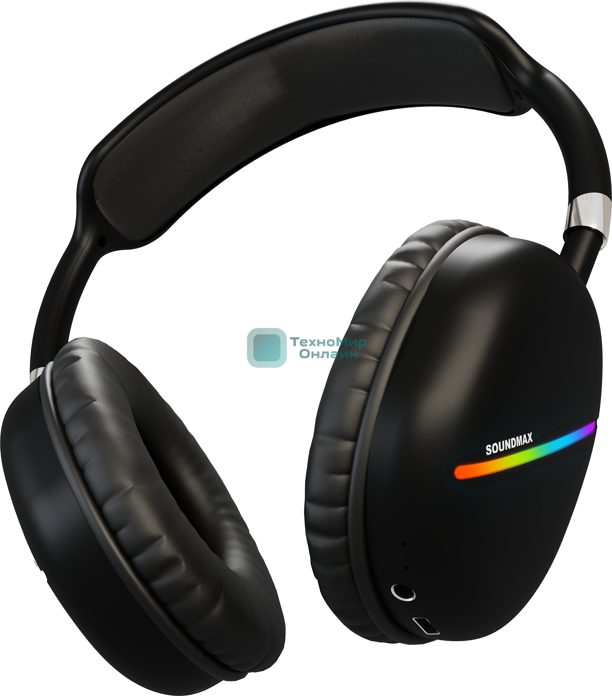 Беспроводные/проводные наушники SOUNDMAX SM-HP2200B черный, накладные, Bluetooth + проводной, до 8 ч