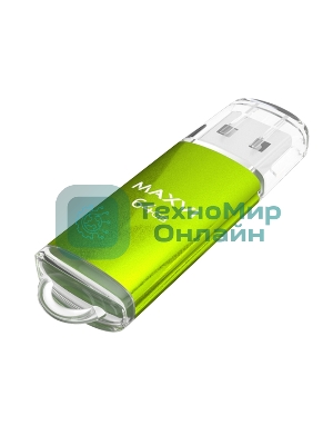 Флешка USB Maxvi MP green (FD64GbUSB20C10MP), 64Gb, USB 2.0, R/W 15/5, зеленый