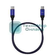 Кабель Maxvi MCw-100TT blue USB-C - USB-C, 5A разъемы USB-C - USB - C, Максимальная мощность 100W, ток макс. нагрузки 5А, макс. напряжение 20V;стандарт USB 3.1, длина 1.2м, нейлоновая оплетка, металлические корпуса разъемов, цвет синий.
