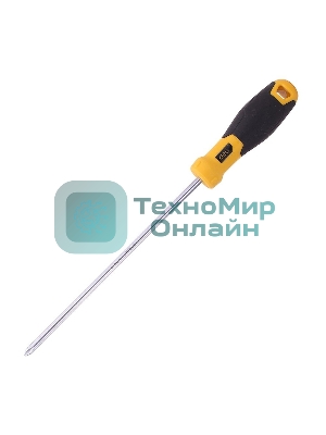 Крестовая отвертка Deli DL636200 PH2x200мм CR-V, Двухкомпонентная ручка. Хромированная.