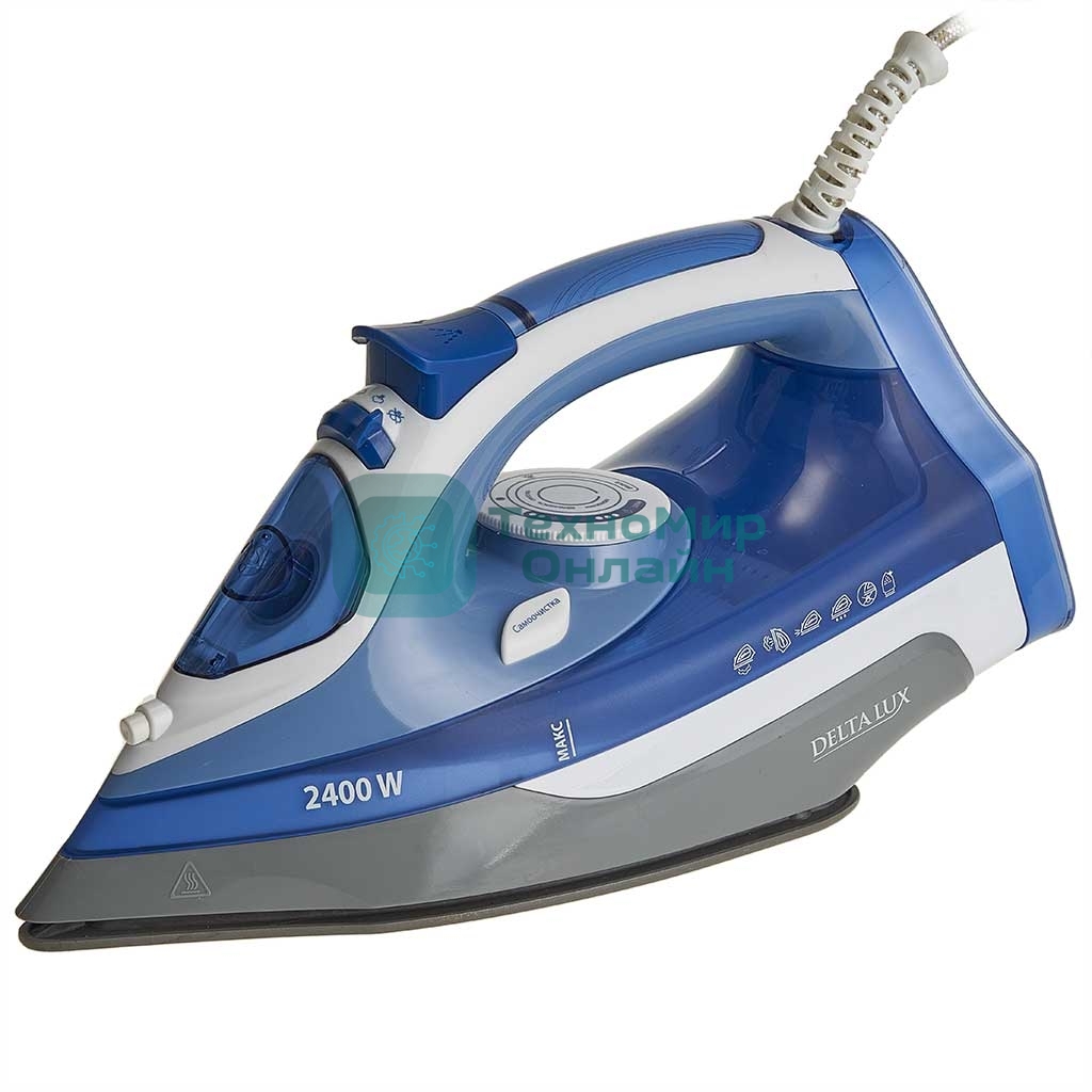 Утюг Delta LUX DL-712 белый с синим, 2400 Вт, 30 г/мин, 150 г/мин, 350 мл