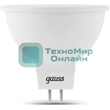 Лампа светодиодная Gauss 101505307 7Вт цок.:GU5.3 рефлек. 150B св.свеч.бел.хол. MR16 (упак.:10шт)