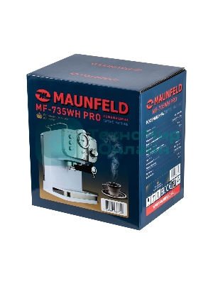 Кофеварка рожковая Maunfeld MF-735WH PRO белый, исп. кофе - молотый, 1.25 л, 1100 Вт, 15 бар