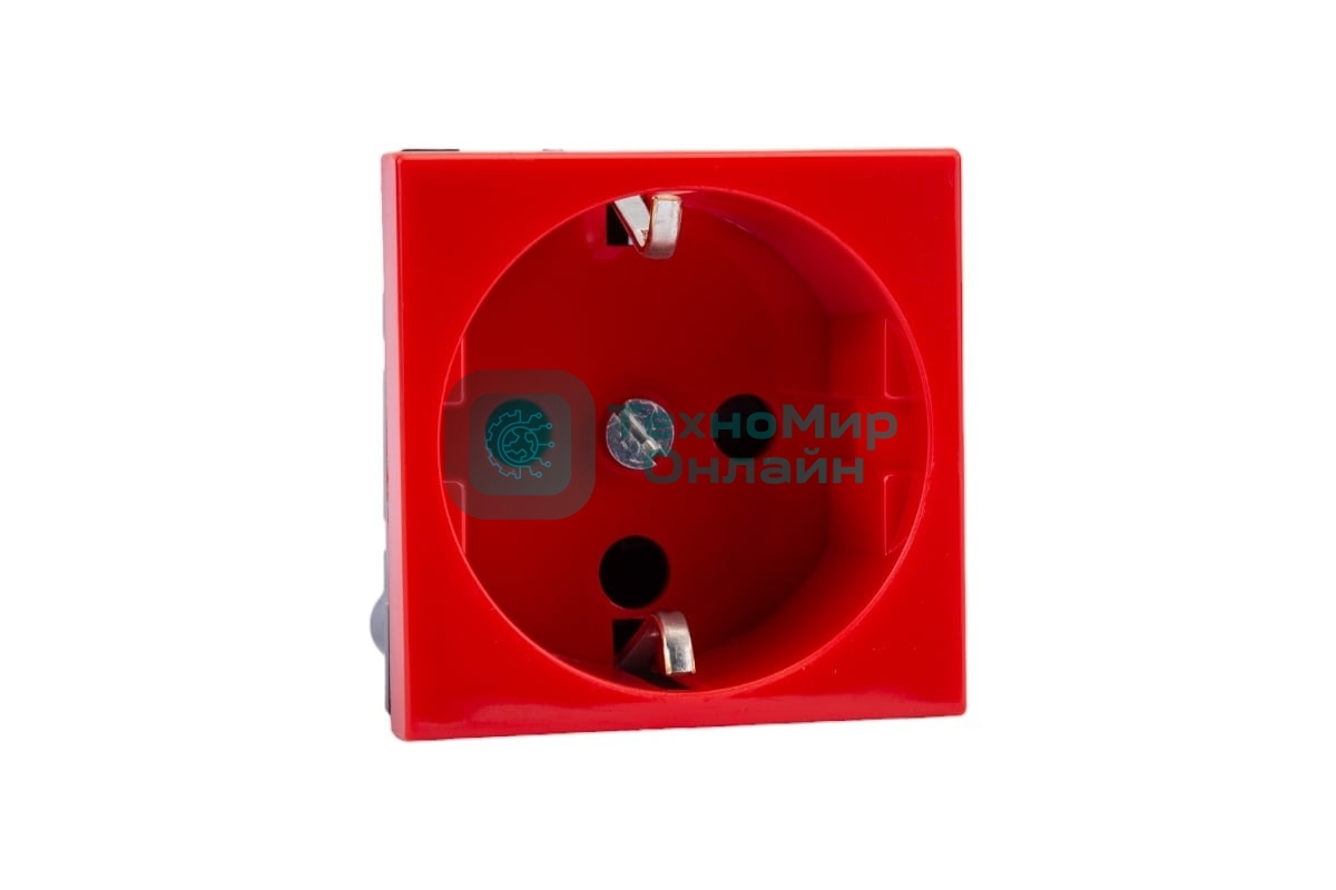 Механизм розетки Legrand 1-м СП Mosaic 2 модульный, с заземлением, красный Legrand 077214 124965