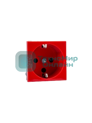 Механизм розетки Legrand 1-м СП Mosaic 2 модульный, с заземлением, красный Legrand 077214 124965