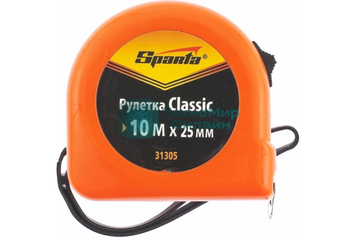 Рулетка Sparta Classic, 10 м х 25 мм, пластиковый корпус