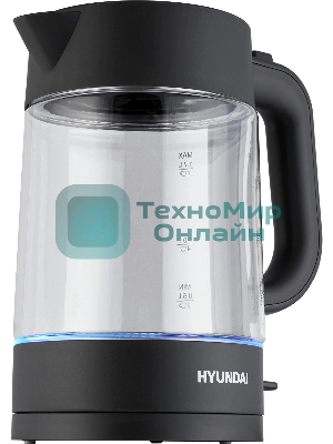 Чайник электрический Hyundai HYK-G7707 1.7л. 2200Вт графит корпус: стекло