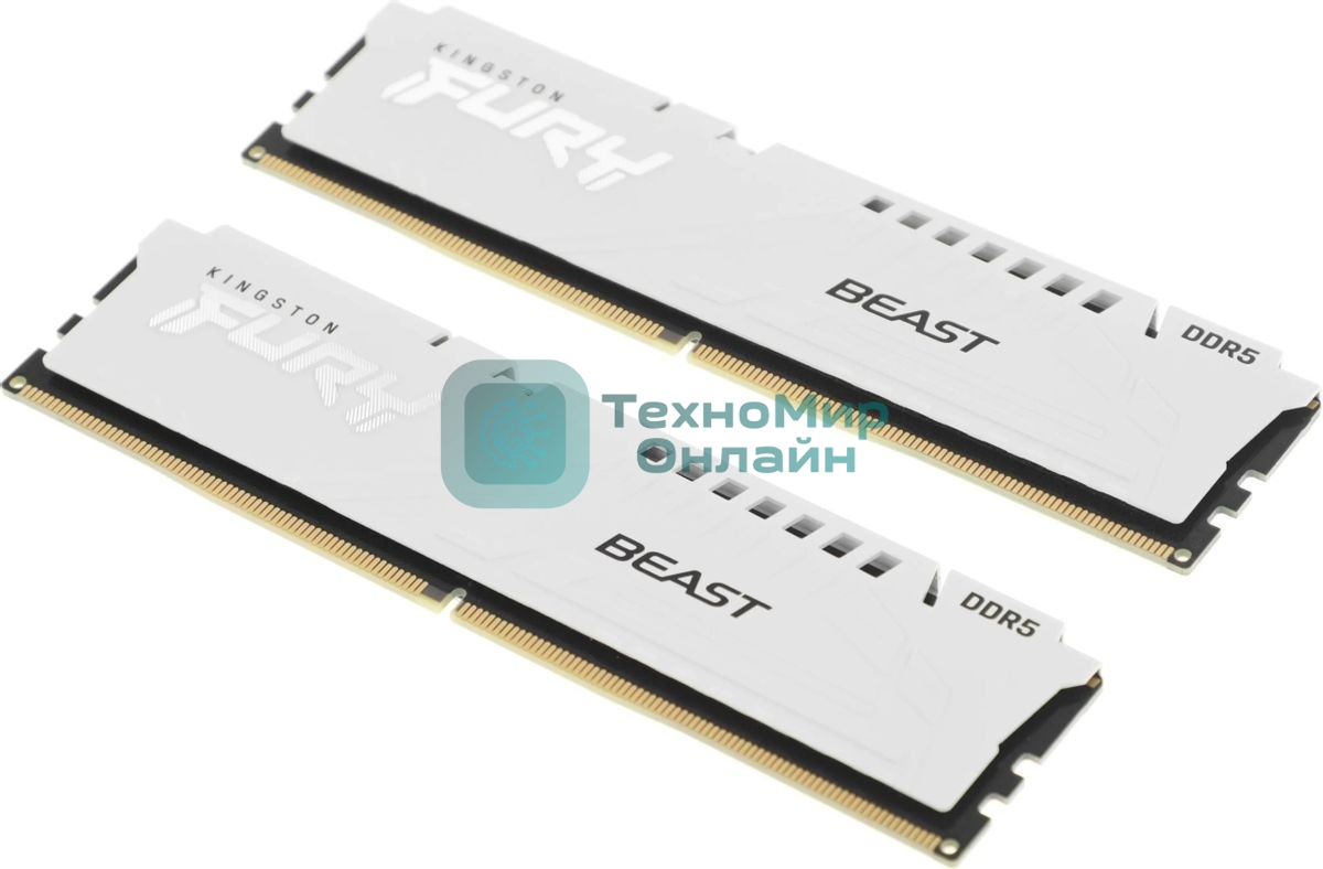 Оперативная память Kingston Fury Beast EXPO, DDR5, 32Gb (2x16 GB), 6400 MHz, CL32, радиатор, белый