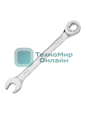 Ключ комбинированный трещоточный Denzel 16 мм, CrV, матовый хром