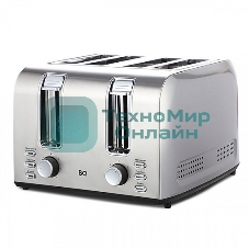 Тостер BQ T2001 Steel-Black, Мощность 1500 Вт, 7 степеней поджаривания, Функция подогрева, разморозки и 