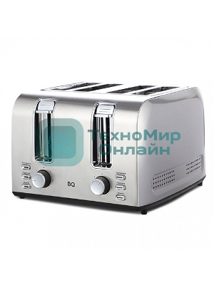 Тостер BQ T2001 Steel-Black, Мощность 1500 Вт, 7 степеней поджаривания, Функция подогрева, разморозки и 
