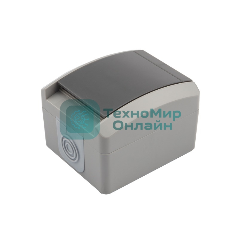 Розетка одноместная Kranz INDUSTRIAL открытой установки с заземлением, IP54 серая