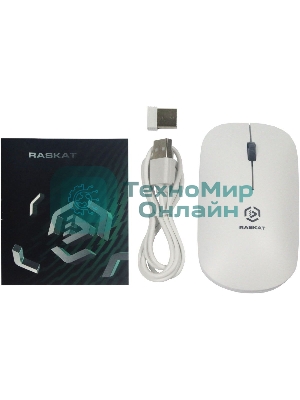 Мышь беспроводная Raskat M003WR белый, 2400 dpi, радиоканал, Bluetooth, USB, кнопки - 3