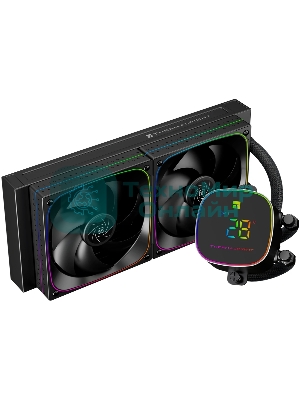 Система жидкостного охлаждения Thermalright Frozen Horizon 240 Digital (240мм, LED temp., Black, ARGB/Fans: 2x120мм, 68.9CFM, 28.2dBA, 2000RPM/Pump height 53.2мм, Rad thickness 27мм/S: 1700, 1200, 1851, 115X, AM5, AM4)