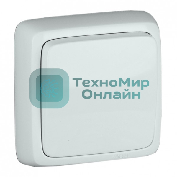 Выключатель HEGEL ВА10-113 одноклавишный наружный с изоляционной пластиной белый 10А