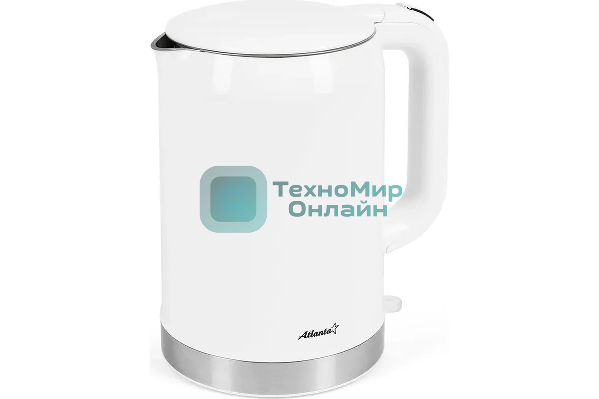 Чайник электрический Atlanta ATH-2450 (белый) 1,7л, нержавейка, двухстенный