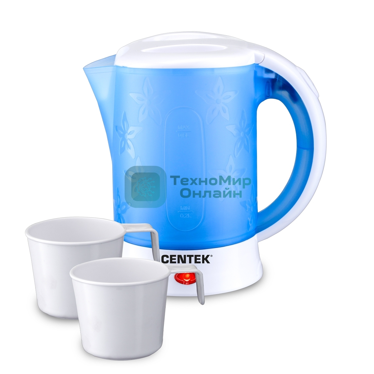 Чайник электрический дорожный Centek CT-0054 синий, 600 мл, 650 Вт