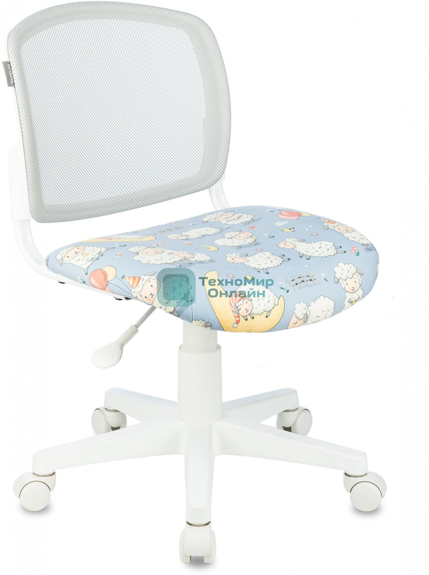 Кресло детское Бюрократ KD-W10 голубой овечки крестов. пластик пластик белый