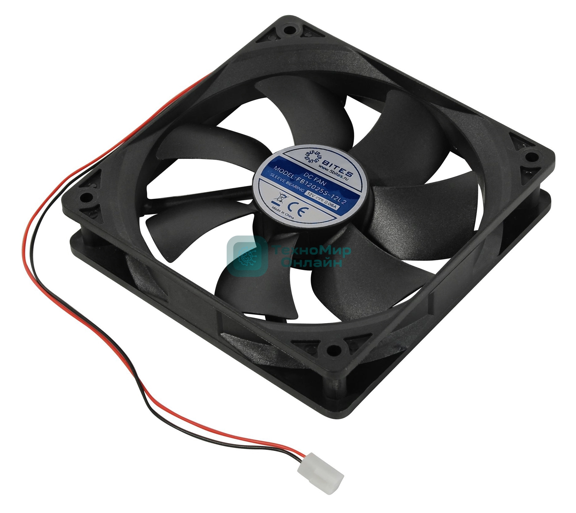 Вентилятор для корпуса 5bites FB12025S-12L2 черный, 120 x 120 мм, 1200 об/мин, 25 дБ, 2 pin