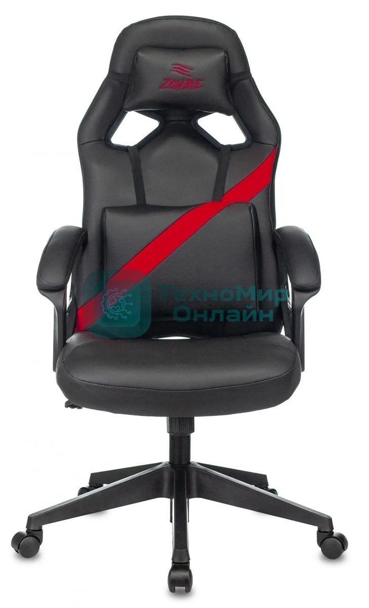 Кресло игровое Zombie DRIVER черный/красный, искусственная кожа, с подголов. крестовина пластик
