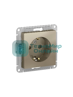 Механизм розетки 1-м СП AtlasDesign с заземл. защ. шторки 16А шампань SchE ATN000545