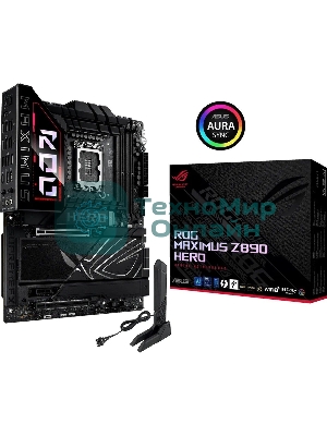 Материнская плата ASUS ROG MAXIMUS Z890 HERO, LGA 1851, Intel Z890, 4xDDR5, 4xSATA, 6xM.2, 1xPCIe 5.0 x16, 1xPCIe 4.0 x4, 1xPCIe x1, 1xHDMI, 2xUSB-C (видеовыход), 4xUSB-A 3.2 Gen 1, 4xUSB-A 3.2 Gen 2, 1xUSB-C 3.2 Gen 2, 2xUSB-C Thunderbolt 4, 2x 5Gb LAN, 2x3.5 мм, 7.1, ATX