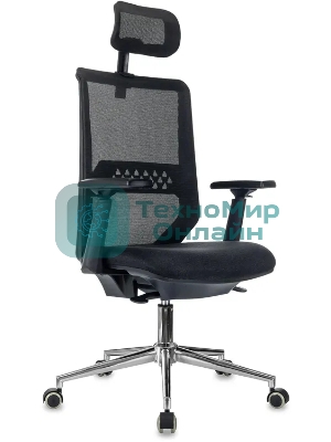 Кресло эргономичное Бюрократ MC-612N-H черный TW SQU BL сетка/ткань с подголов. крестов. металл хром