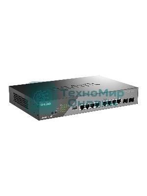 Коммутатор D-Link DSS-200G-10MP/A1A, 8×1 Гбит/с + 2×1 Гбит/с SFP, настраиваемый