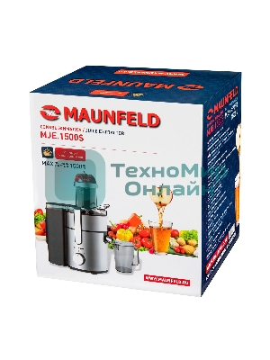 Соковыжималка Maunfeld MJE.1500S нержавеющая сталь, центробежная, 1500 Вт, 1100 мл, механическое