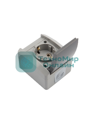 Розетка одноместная Kranz INDUSTRIAL открытой установки с заземлением, IP54 серая