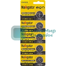 Элемент питания литиевый Navigator CR2032 NBT-CR2032-BP5 (блист.5шт), 3 В