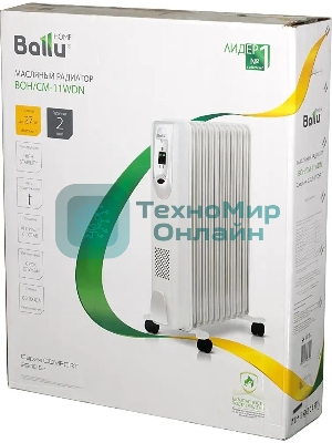 Обогреватель масляный Ballu Comfort BOH/CM-11WDN (11 секций) белый, 2200 Вт, 27 м2, термостат
