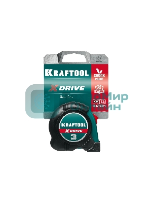 Рулетка KRAFTOOL X-Drive 3м/19мм с ударостойким обрезиненным корпусом