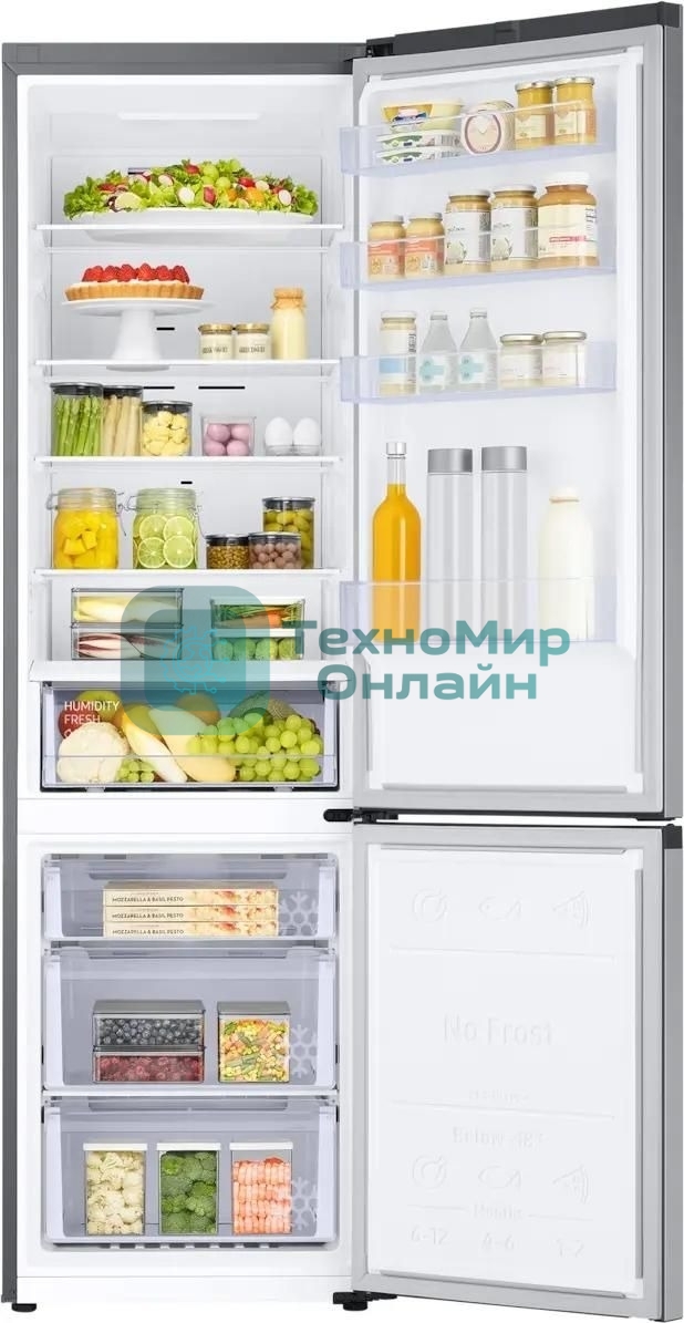Холодильник Samsung RB38C600DSA/EF серебристый двухкамерный 276/114л морозилка снизу, No Frost