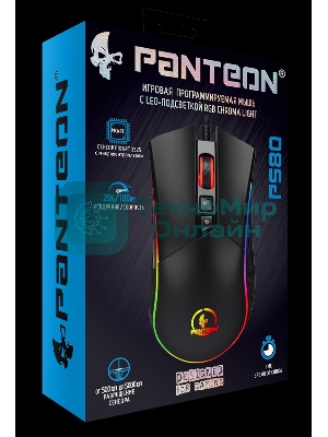 Мышь проводная Jet.A Panteon PS80 черный, 5000 dpi, USB, кнопки - 9