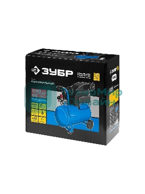 Компрессор поршневой Зубр ЗКПМ-240-50-1.5 воздушный масл. прямой привод 240л/мин 50л 8атм 1500Вт