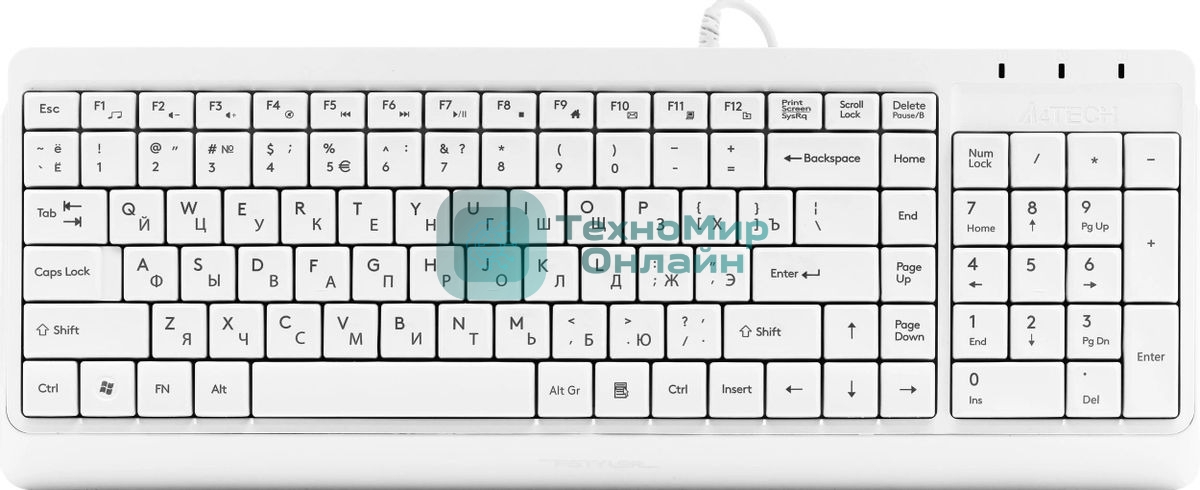 Клавиатура проводная A4Tech Fstyler FK15, USB, белый