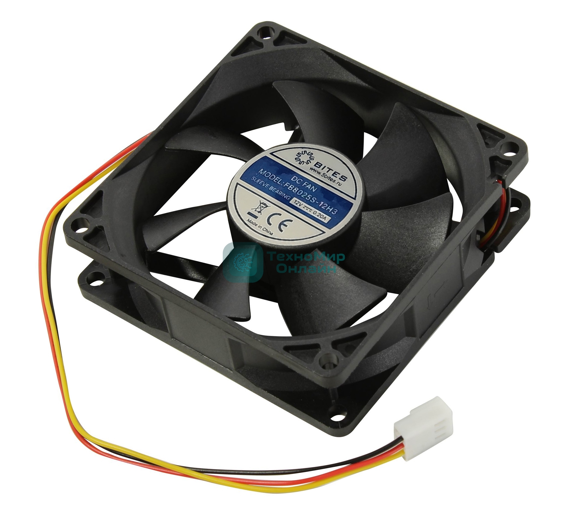 Вентилятор для корпуса 5bites FB8025S-12H3 черный, 80 x 80 мм, 3000 об/мин, 30 дБ, 3 pin