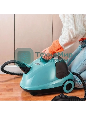 Пароочиститель напольный Kitfort КТ-9187 2000Вт черный/бирюзовый