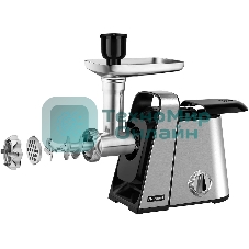 Мясорубка электрическая Rondell RDE-1454 серебристый, 2000 Вт, 3.0 кг/мин, реверс, защита от перегрузки, насадки - 5