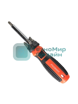 Отвертка-битодержатель Patriot SPS-8 с набором бит SL5мм,SL6мм,PH1,PH2,PH3,T15,T20, CR-V, двухкомпонентная рукоятка