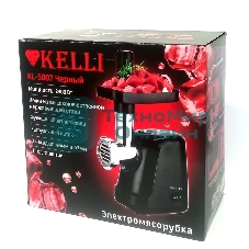 Мясорубка электрическая KELLI KL-5007 черный, 2400 Вт, 3.0 кг/мин, реверс, защита от перегрузки, насадки - 2