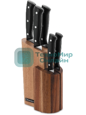 Набор ножей кухонных Rondell Dual RD-1943 компл.: 6 предм. с подставкой черный подар. коробка