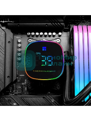 Система жидкостного охлаждения Thermalright Frozen Horizon 360 Digital (360мм, LED temp., Black, ARGB/Fans: 3x120мм, 68.9CFM, 28.2dBA, 2000RPM/Pump height 53.2мм, Rad thickness 27мм/S: 1700, 1200, 1851, 115X, AM5, AM4)