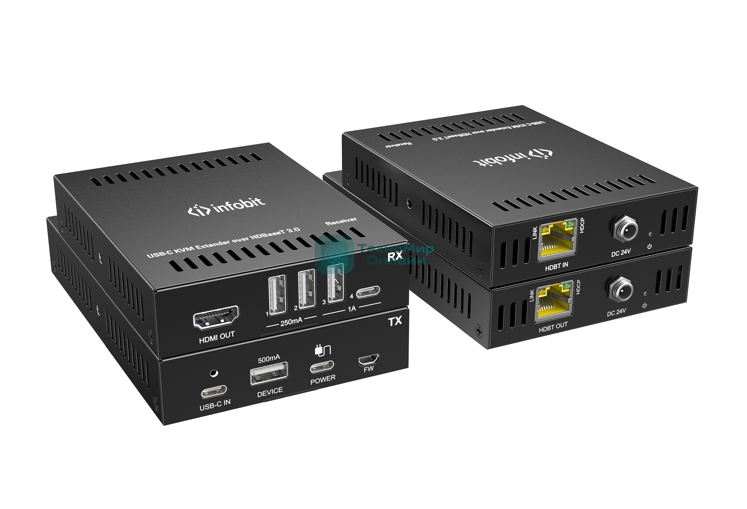 Удлинитель сигнала Infobit iTrans UC-Hub UC/KVM 4K60 USB-C через HDBase T3.0